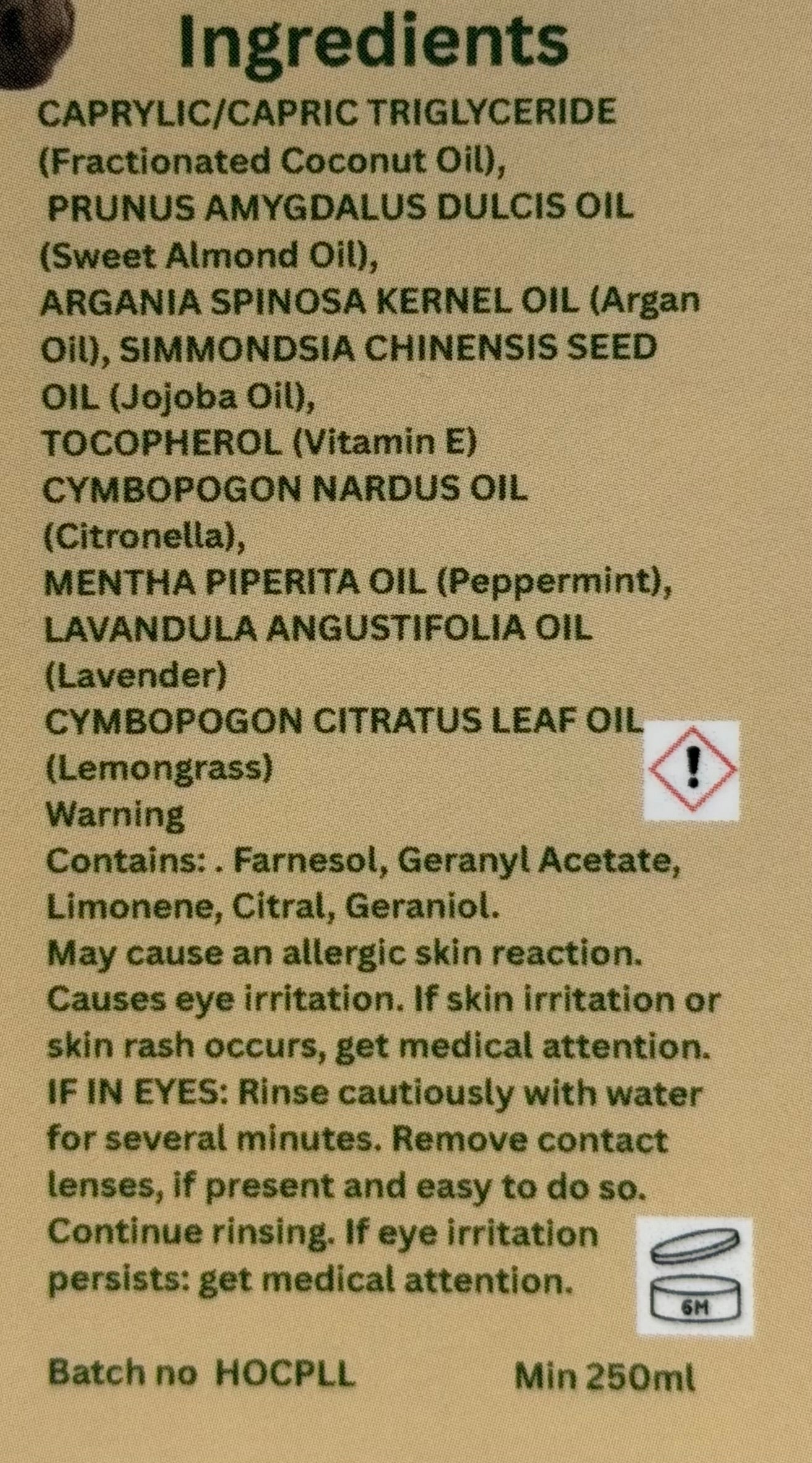 Equine Citronella, Peppermint, Lavender and Lemongrass Hot Oil