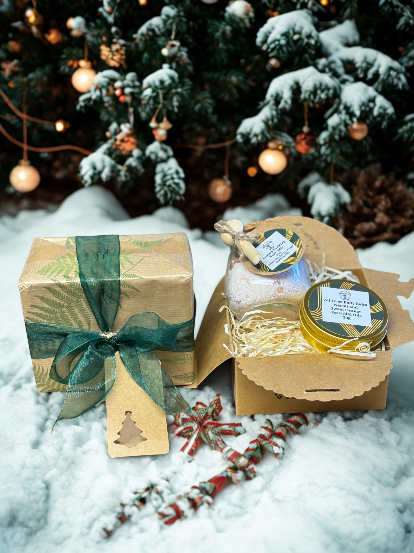 Handmade Neroli and Sweet Orange Bath Salts and Neroli and Sweet Orange Body Balm Christmas Gift Box