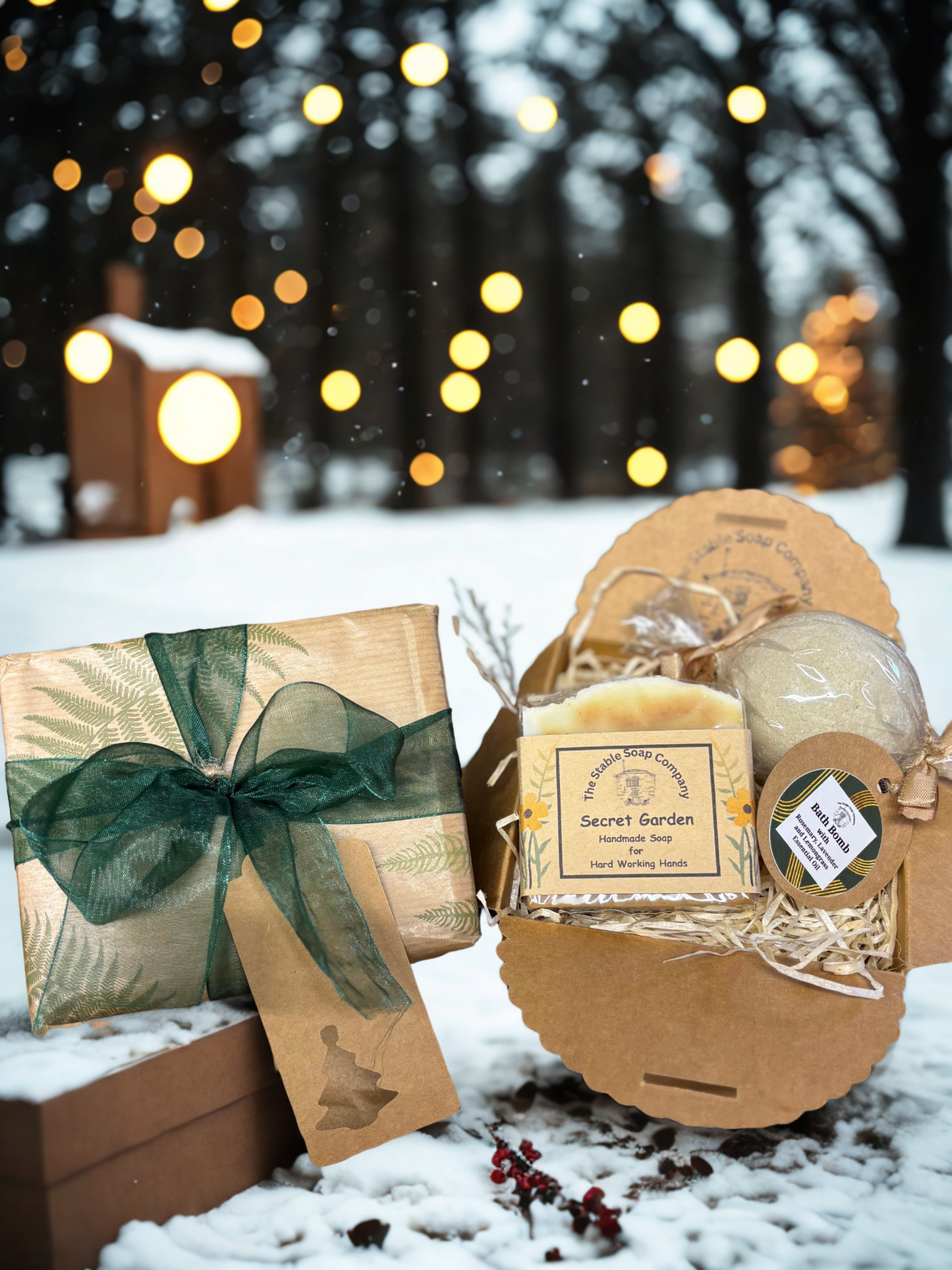 Handmade Rosemary, Lavender and Lemongrass Bath Bomb and Soap Christmas Gift Box