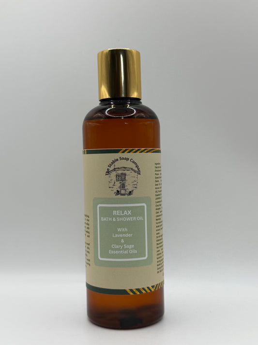 Relax Bath and Shower Oil with Lavender and Clary Sage Essential Oils