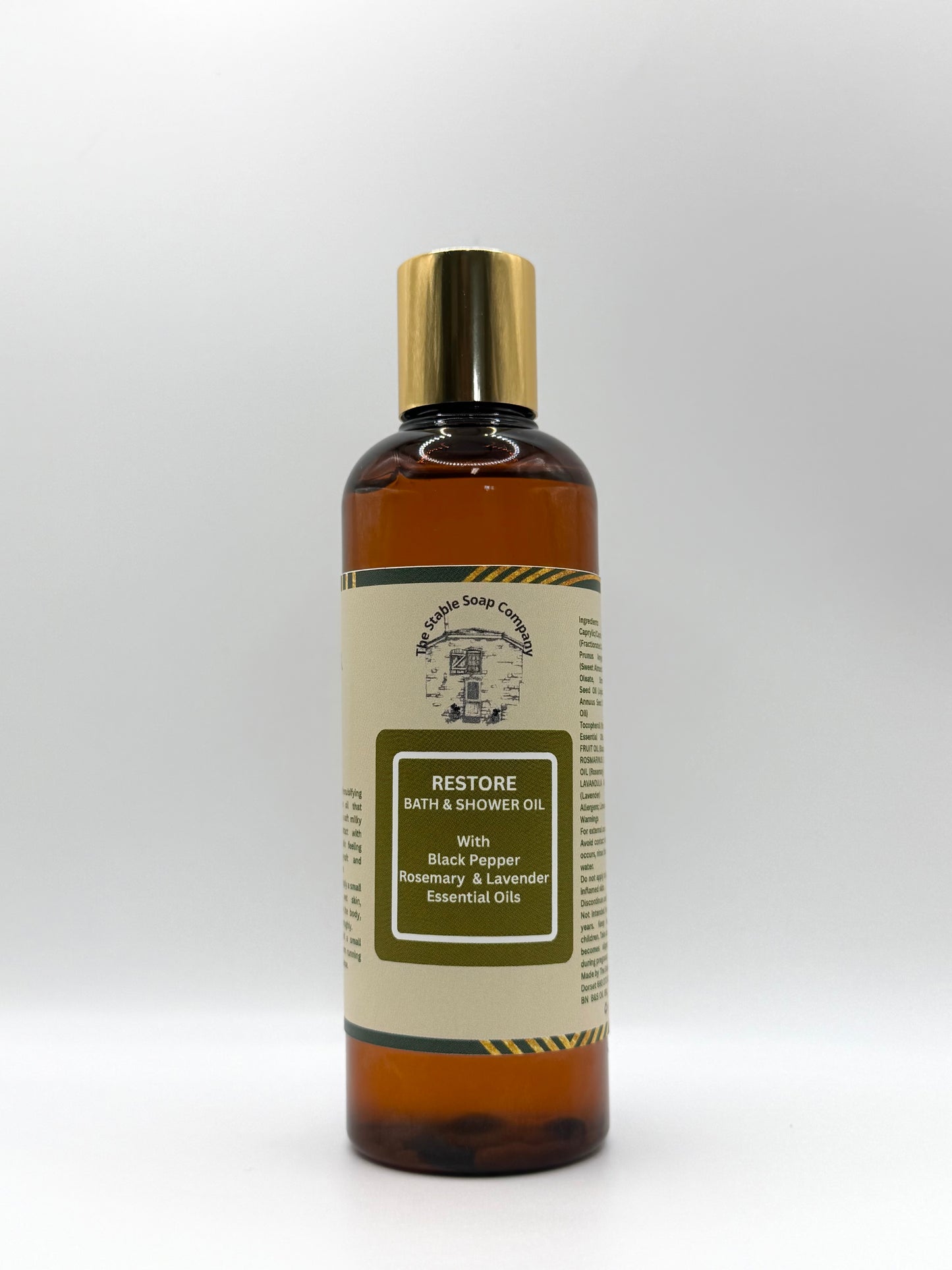 Restore Bath and Shower Oil  With Blackpepper, Rosemary and Lavender Essential Oils