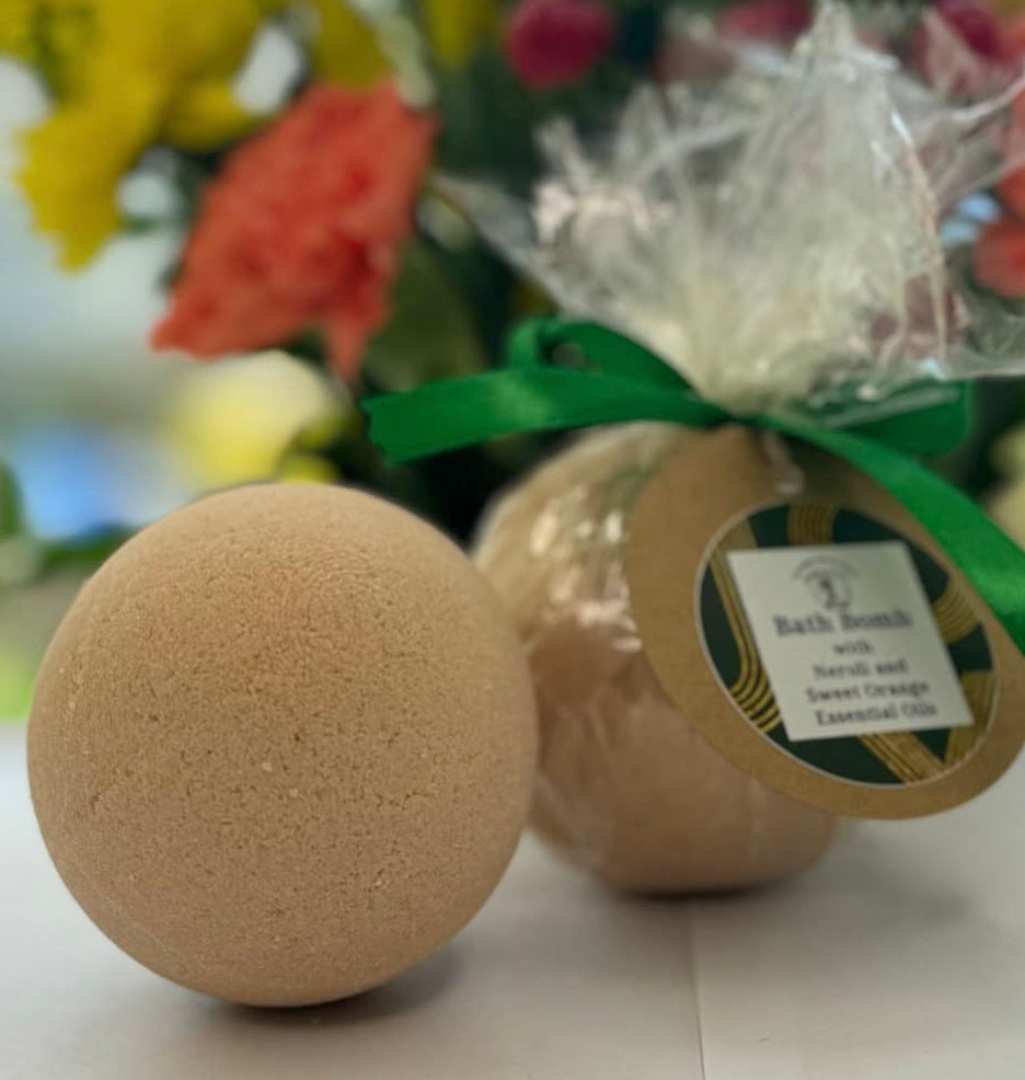 Handmade Vegan Neroli and Sweet Orange Bath Bomb