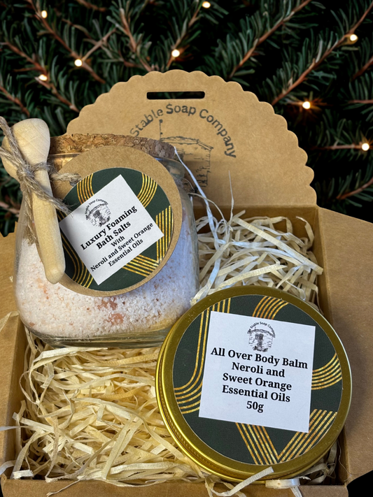Handmade Neroli and Sweet Orange Bath Salts and Neroli and Sweet Orange Body Balm Christmas Gift Box