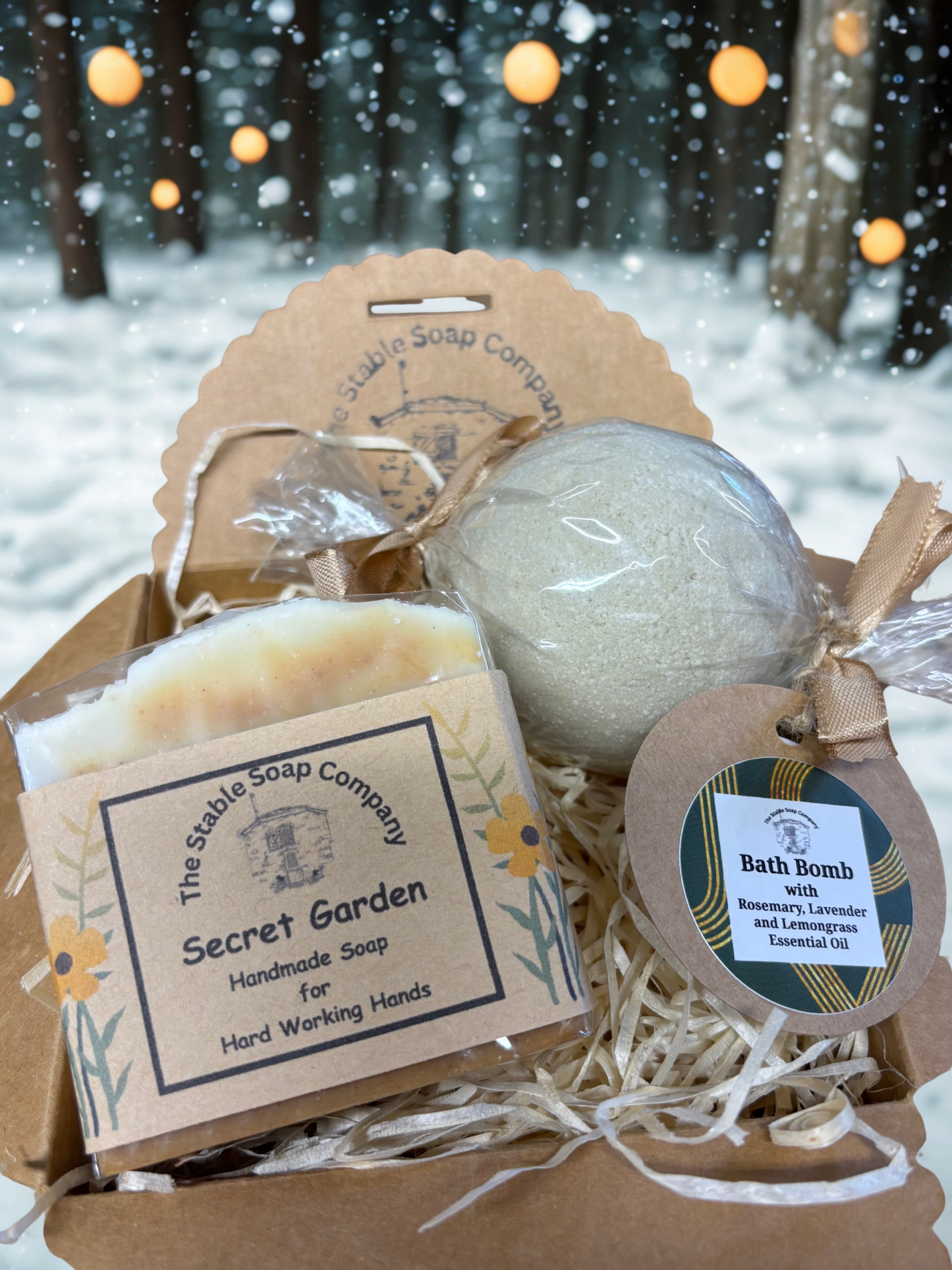 Handmade Rosemary, Lavender and Lemongrass Bath Bomb and Soap Christmas Gift Box
