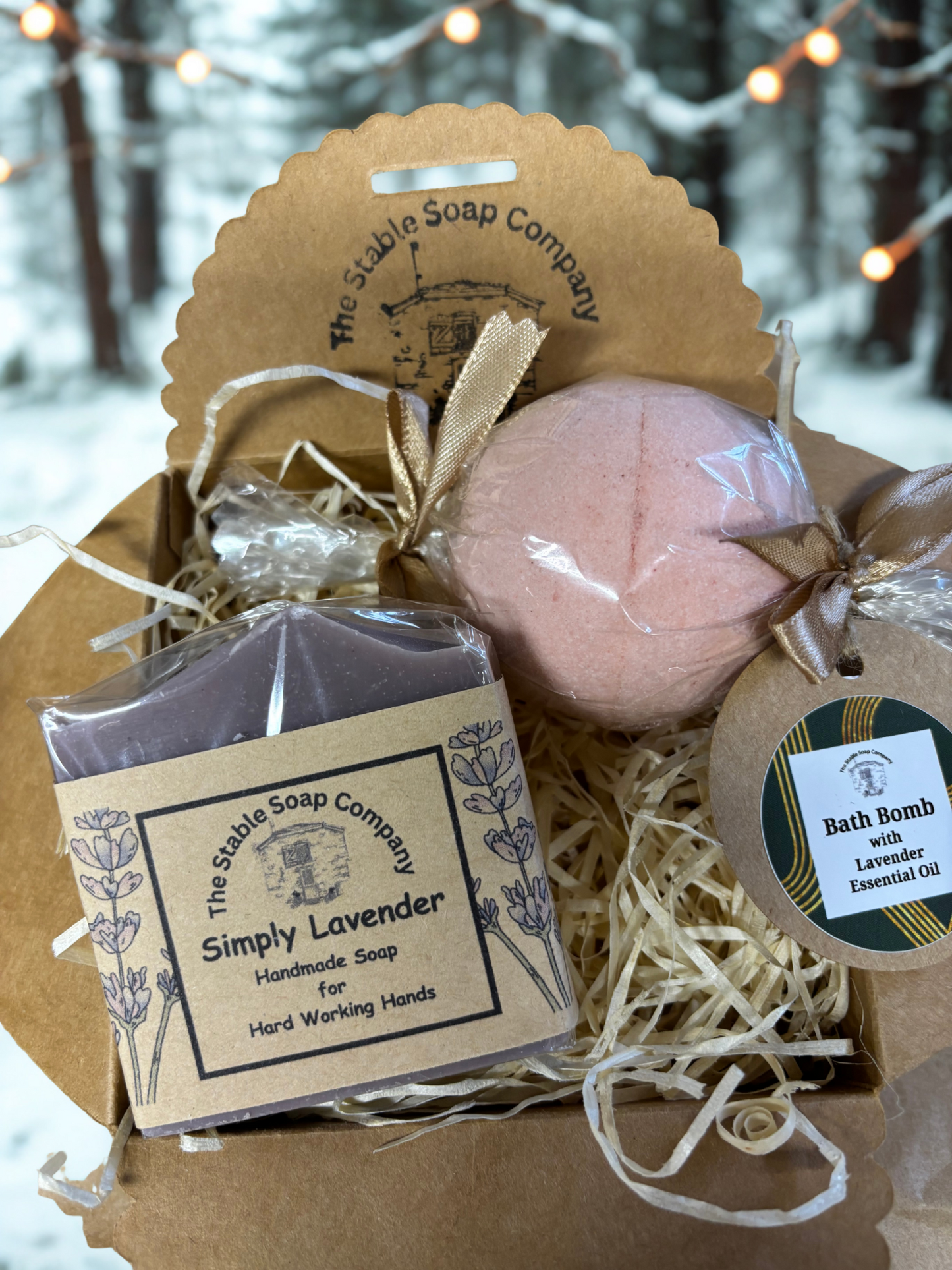 Handmade Lavender Soap and Bath Bomb Christmas Gift Box