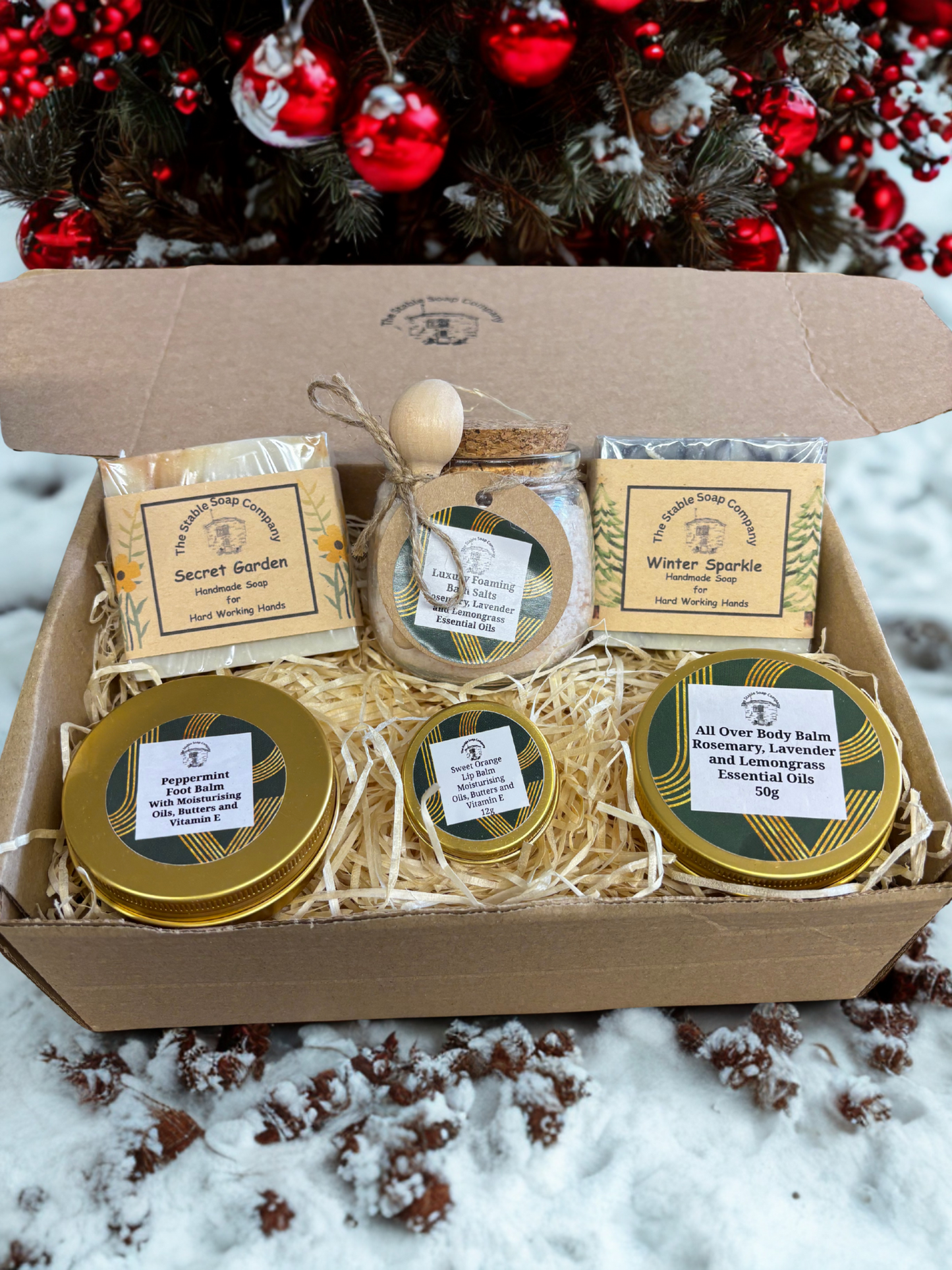 Handmade Soap, Bath Salts, Foot, Body and Hand Balm Christmas Gift Box